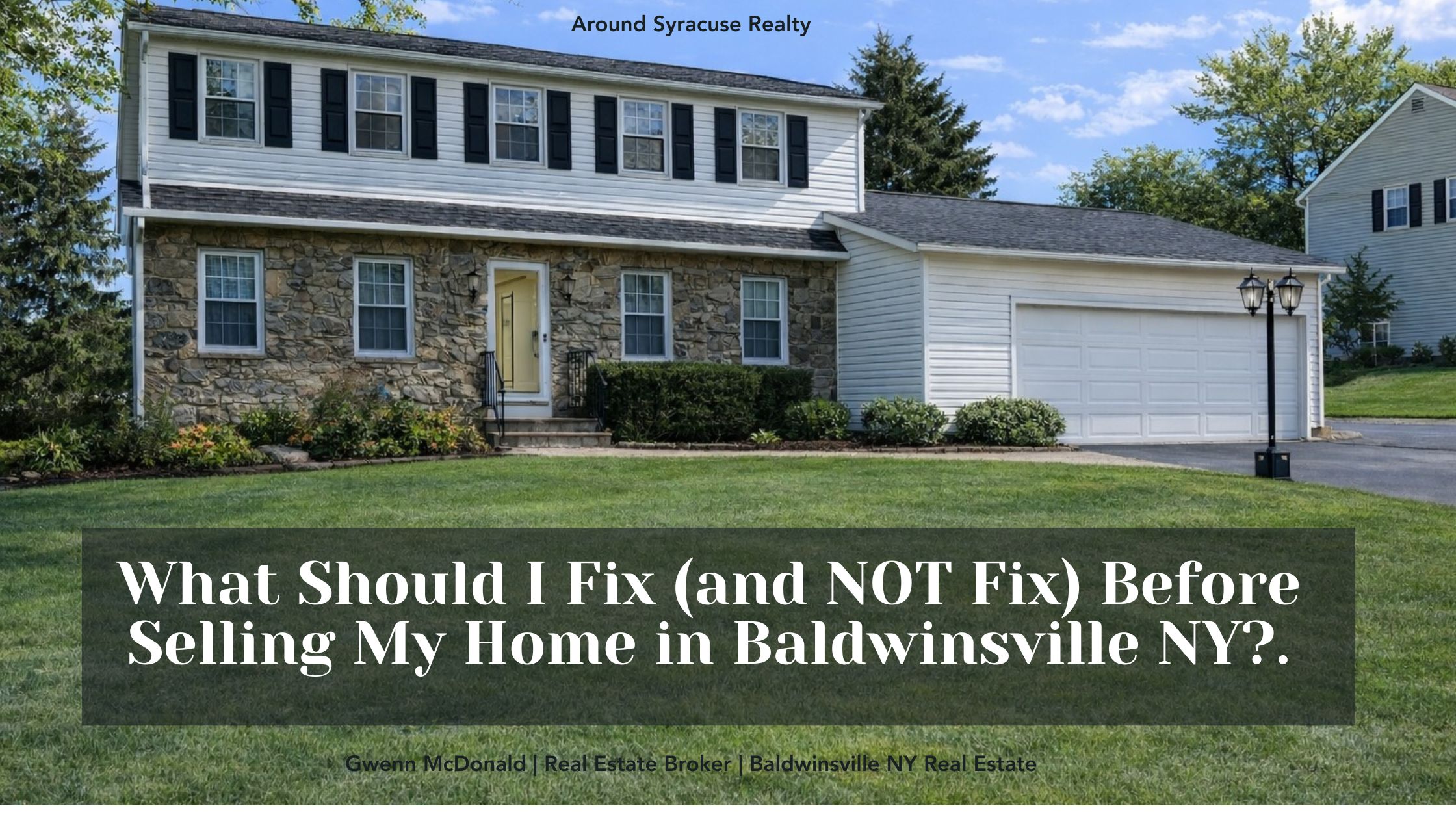 Colonial home in Baldwinsville NY with attached garage, prepared for sale with clean landscaping and strong curb appeal