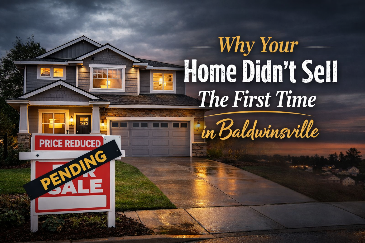 Home with price reduced and pending sign illustrating why a home didn’t sell the first time in Baldwinsville NY