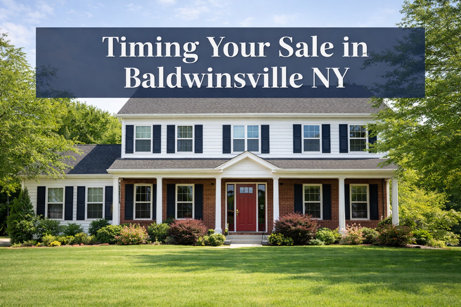 Baldwinsville NY colonial home in daylight representing timing your home sale in today’s market
