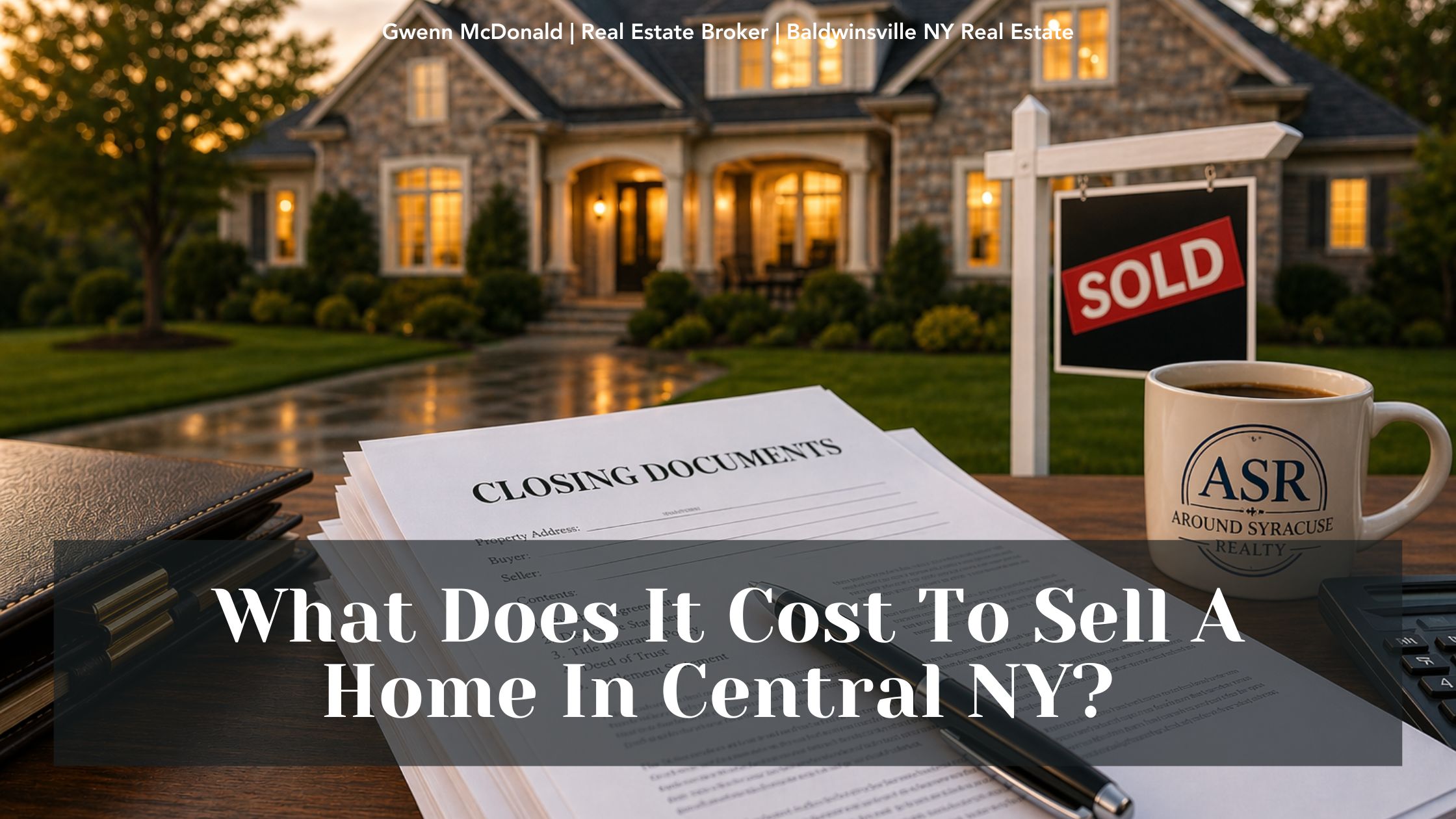 Baldwinsville NY home with sold sign and closing documents showing cost to sell a house in Central NY